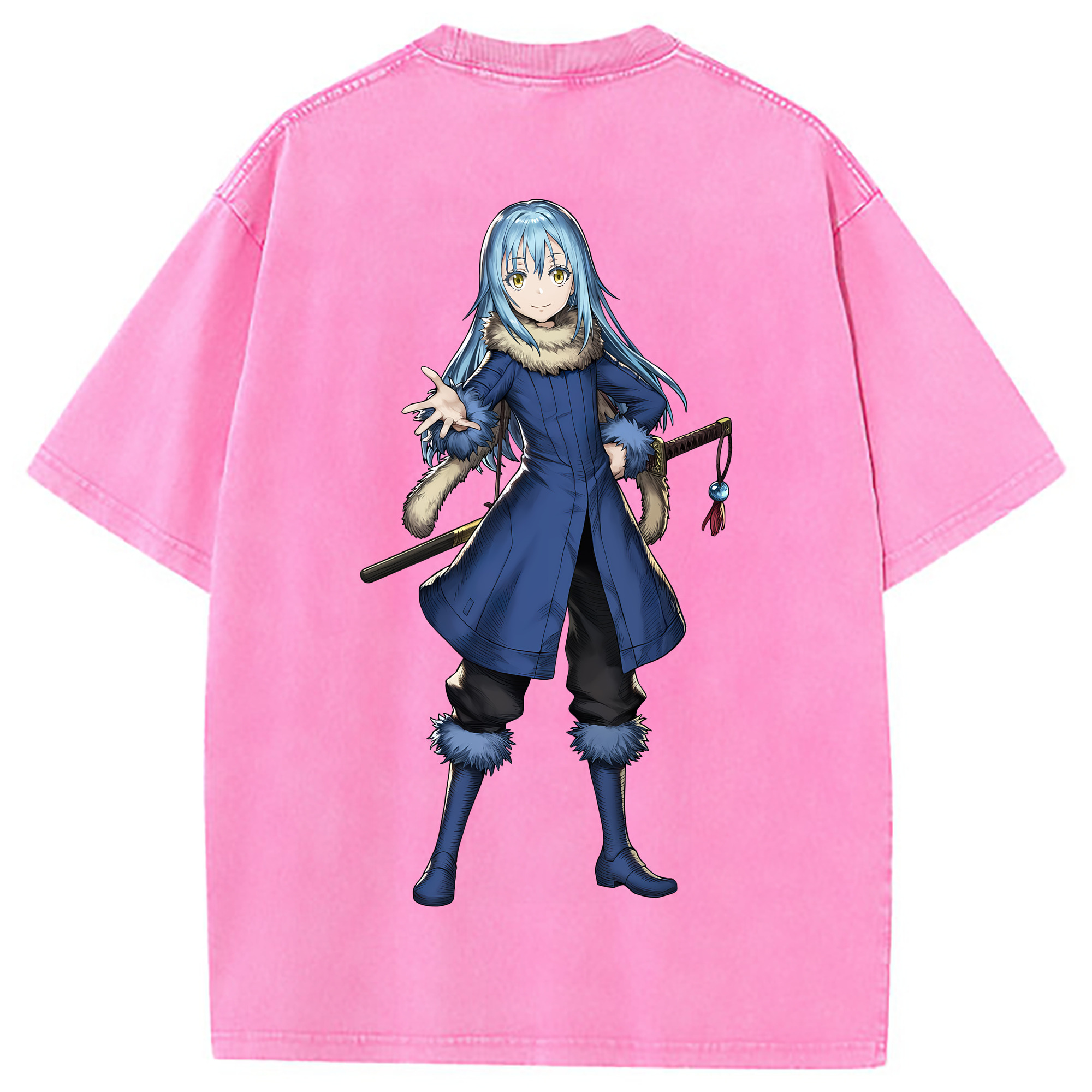 （画像用） 転スラ Regarding Reincarnated to Slime 綿100% ヴィンテージ風 半袖Tシャツ（背面プリント）